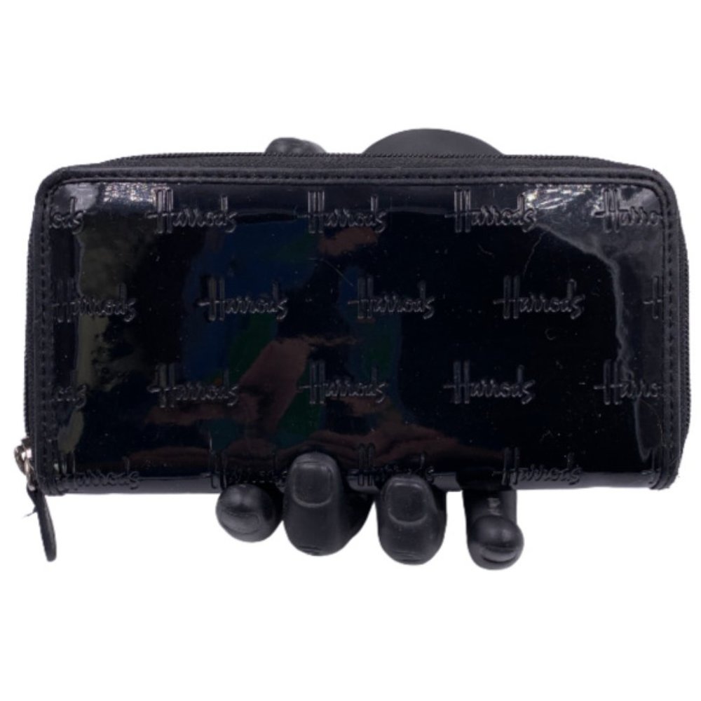 Harrods Black Patent Vintage Zip Around Wallet